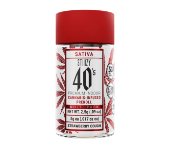 STIIIZY 40’S INFUSED PRE-ROLLS BABY 5 CONES Strawberry Cough SATIVA